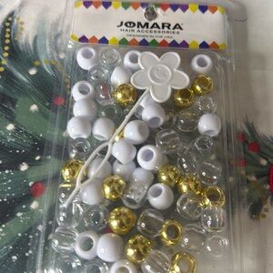 White and Gold Hair Beads